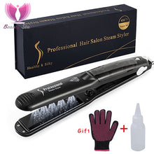 Load image into Gallery viewer, Professional Steam Hair Straightener Ceramic Vapor Hair Flat Iron Seam Hair Straightening Iron Curler Steamer Hair Styling Tool