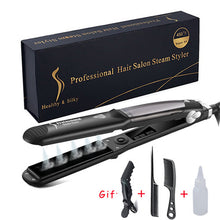 Load image into Gallery viewer, Professional Steam Hair Straightener Ceramic Vapor Hair Flat Iron Seam Hair Straightening Iron Curler Steamer Hair Styling Tool
